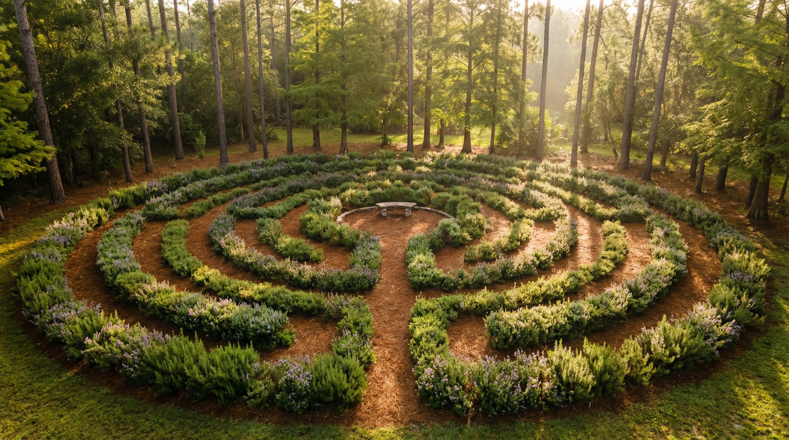 Aerial view of Eden Labyrinth Garden